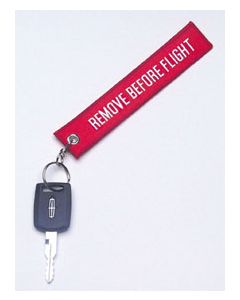 EMBROIDERED REMOVE BEFORE FLIGHT KEYCHAIN