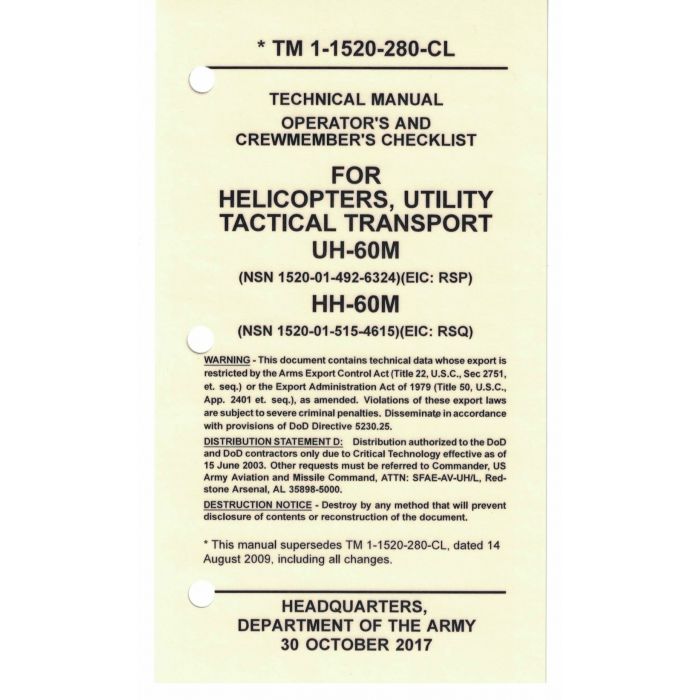 UH-60M Checklist- Cardstock